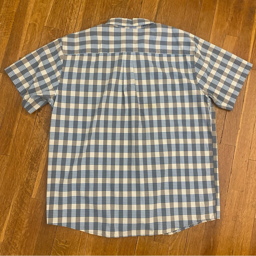 Patagonia Organic Cotton Blend Men’s Short Sleeve Blue Gray Plaid Shirt - Picture 3 of 11